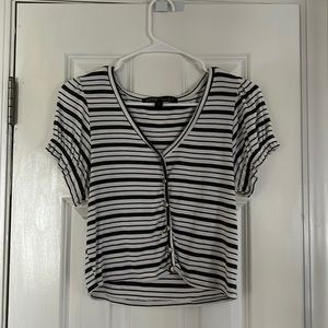 Grey and white striped crop top